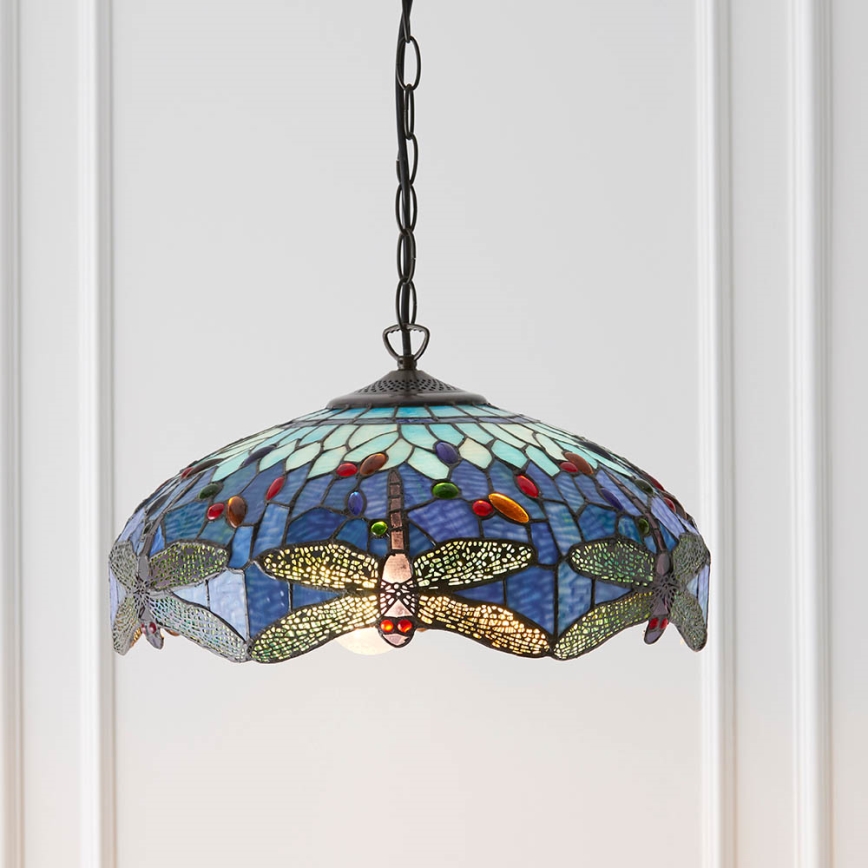 Endon 64080 - Luster na lancu Tiffany DRAGONFLY 3xE27/60W/230V promjer 41 cm