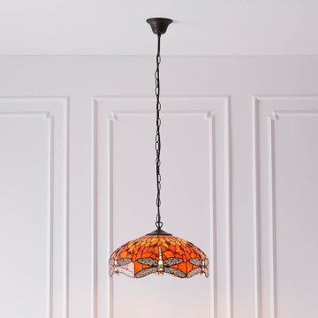 Endon 64081 - Luster na lancu Tiffany DRAGONFLY 3xE27/60W/230V Ø 41 cm