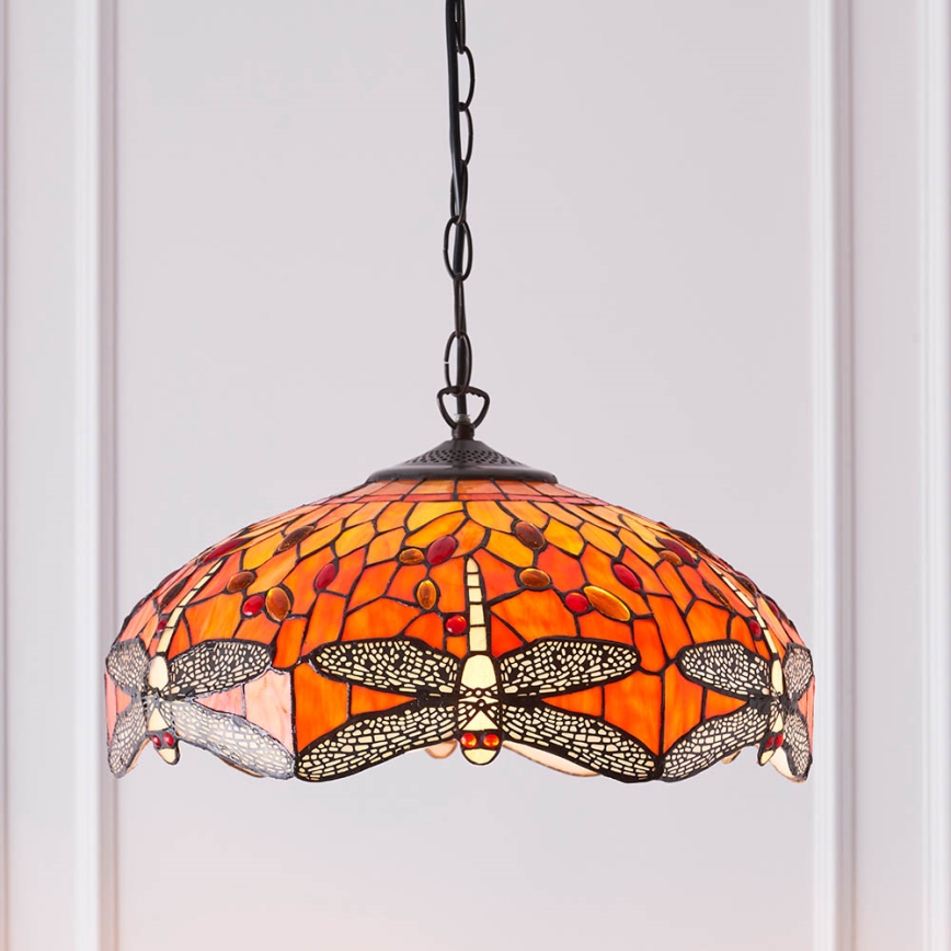 Endon 64081 - Luster na lancu Tiffany DRAGONFLY 3xE27/60W/230V Ø 41 cm