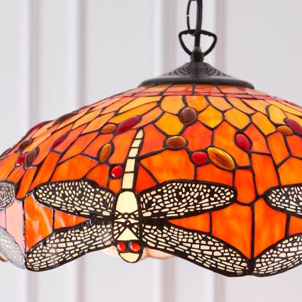 Endon 64081 - Luster na lancu Tiffany DRAGONFLY 3xE27/60W/230V Ø 41 cm