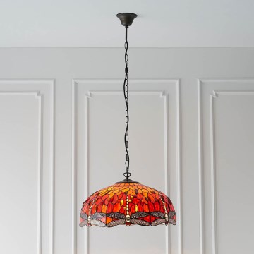 Endon 64082 - Luster na lancu Tiffany DRAGONFLY 3xE27/60W/230V Ø 50 cm