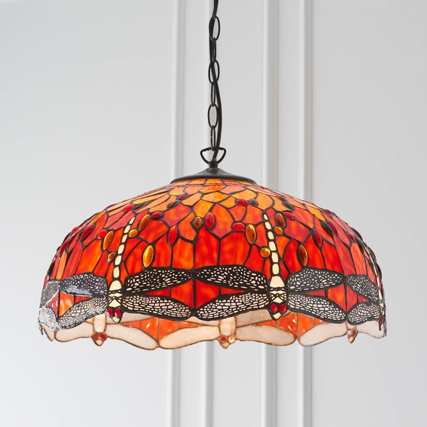 Endon 64082 - Luster na lancu Tiffany DRAGONFLY 3xE27/60W/230V Ø 50 cm