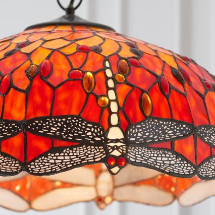 Endon 64082 - Luster na lancu Tiffany DRAGONFLY 3xE27/60W/230V Ø 50 cm