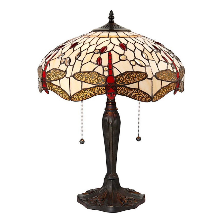 Endon 64085 - Stolna lampa Tiffany DRAGONFLY 2xE27/60W/230V Ø 41 cm