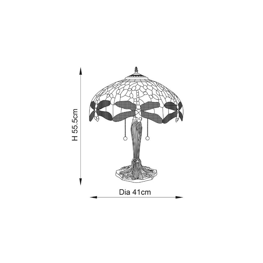 Endon 64085 - Stolna lampa Tiffany DRAGONFLY 2xE27/60W/230V Ø 41 cm