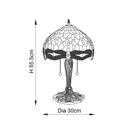 Endon 64086 - Stolna svjetiljka Tiffany DRAGONFLY 2xE27/60W/230V Ø 30 cm