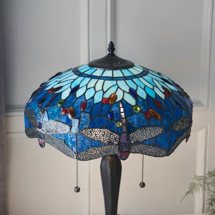 Endon 64089 - Stolna lampa Tiffany DRAGONFLY 2xE27/60W/230V Ø 41 cm