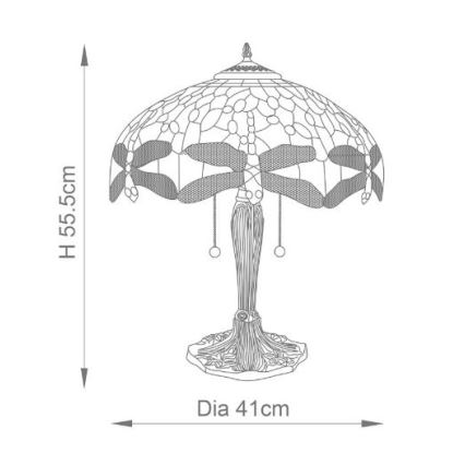 Endon 64089 - Stolna lampa Tiffany DRAGONFLY 2xE27/60W/230V Ø 41 cm