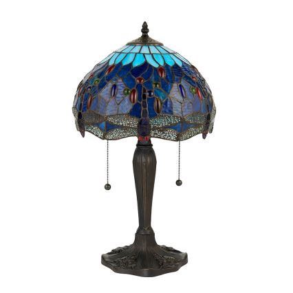 Endon 64090 - Stolna lampa Tiffany DRAGONFLY, 2x E27/60W/230V, Ø 30 cm