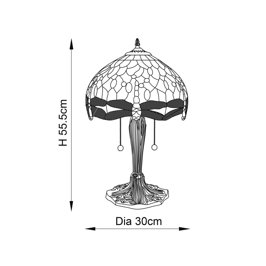 Endon 64090 - Stolna lampa Tiffany DRAGONFLY, 2x E27/60W/230V, Ø 30 cm