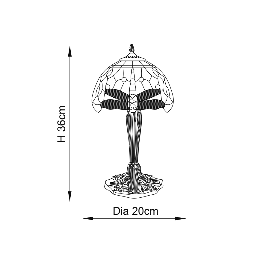 Endon 64091 - Stolna lampa Tiffany DRAGONFLY 1xE14/40W/230V promjer 20 cm