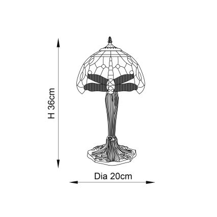 Endon 64091 - Stolna lampa Tiffany DRAGONFLY 1xE14/7W/230V Ø 20 cm
