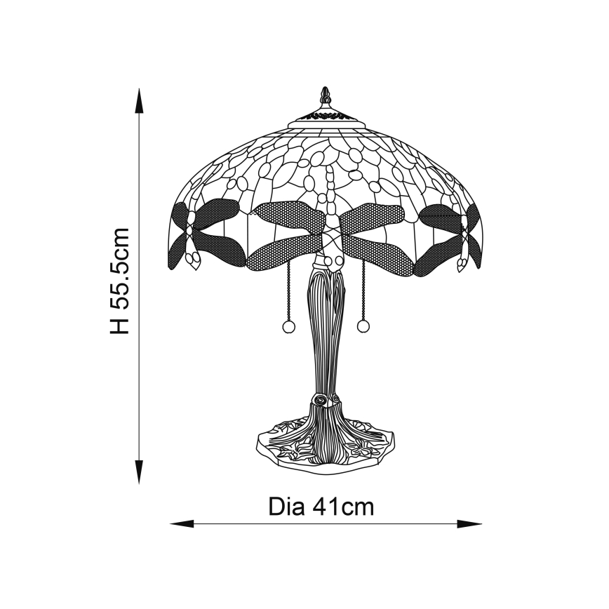 Endon 64093 - Stolna svjetiljka DRAGONFLY 2xE27/60W/230V Ø 41 cm
