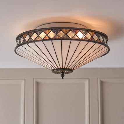 Endon 64145 - Stropna svjetiljka Tiffany FARGO 2xE27/60W/230V promjer 41,5 cm