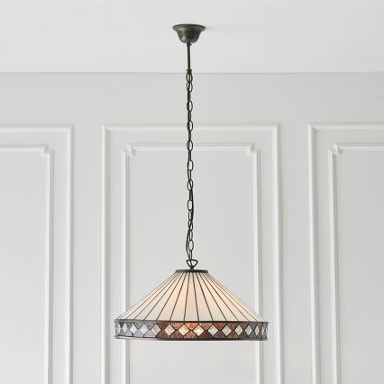 Endon 64147 - Luster na lancu Tiffany FARGO 1xE27/60W/230V, promjer 50 cm