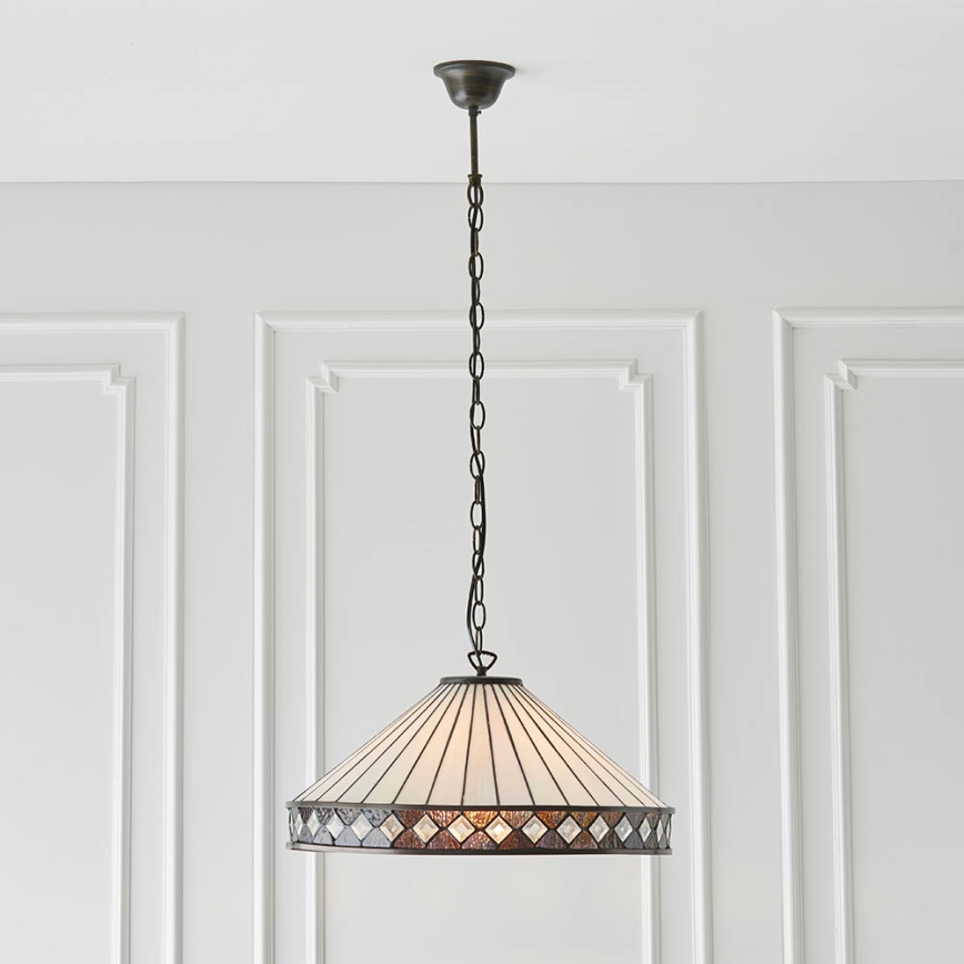 Endon 64147 - Luster na lancu Tiffany FARGO 1xE27/60W/230V, promjer 50 cm