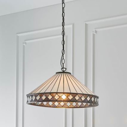 Endon 64147 - Luster na lancu Tiffany FARGO 1xE27/60W/230V, promjer 50 cm