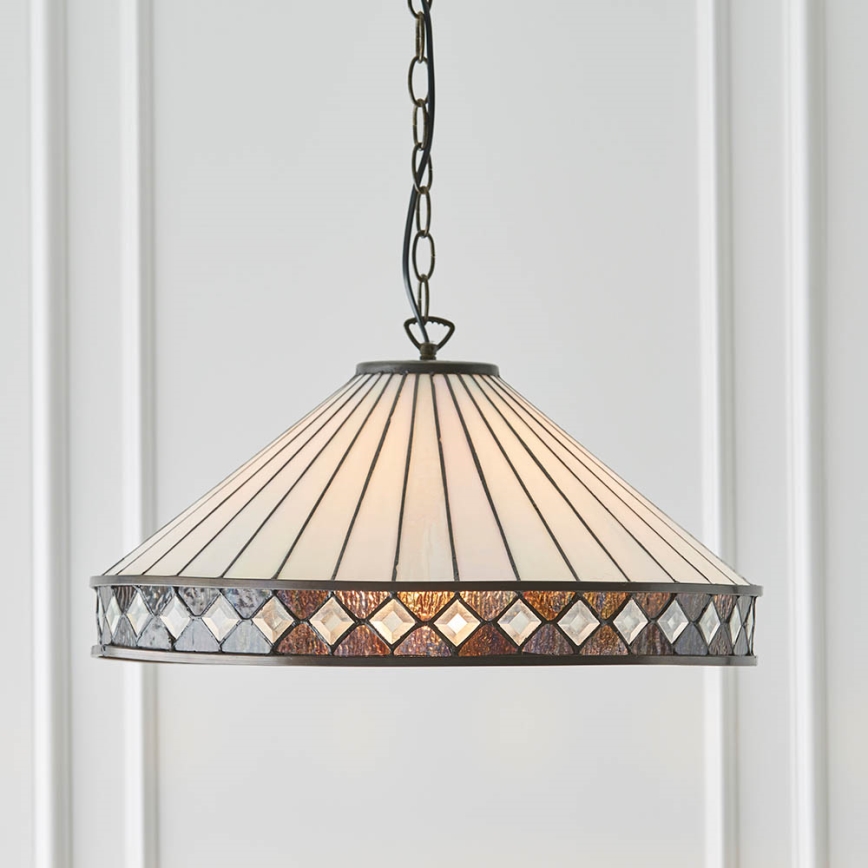 Endon 64147 - Luster na lancu Tiffany FARGO 1xE27/60W/230V, promjer 50 cm