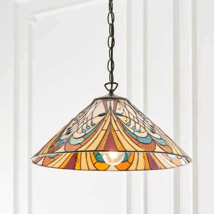 Endon 64162 - Luster na lancu Tiffany HECTOR 1xE27/60W/230V Ø 40 cm
