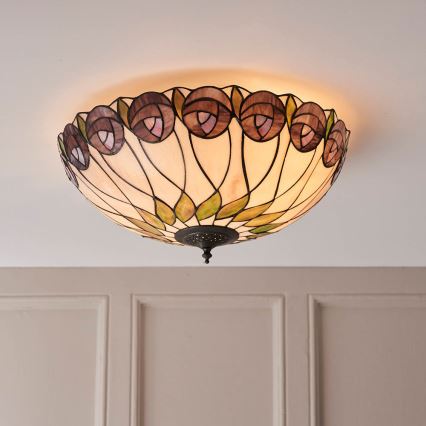 Endon 64173 - Stropna svjetiljka Tiffany HUTCHINSON 2xE27/60W/230V, promjer 50 cm