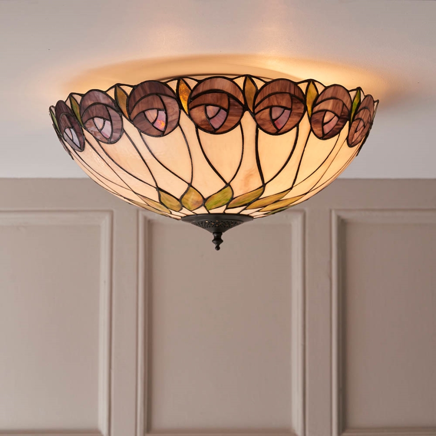 Endon 64173 - Stropna svjetiljka Tiffany HUTCHINSON 2xE27/60W/230V, promjer 50 cm