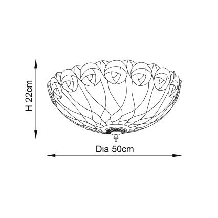 Endon 64173 - Stropna svjetiljka Tiffany HUTCHINSON 2xE27/60W/230V, promjer 50 cm