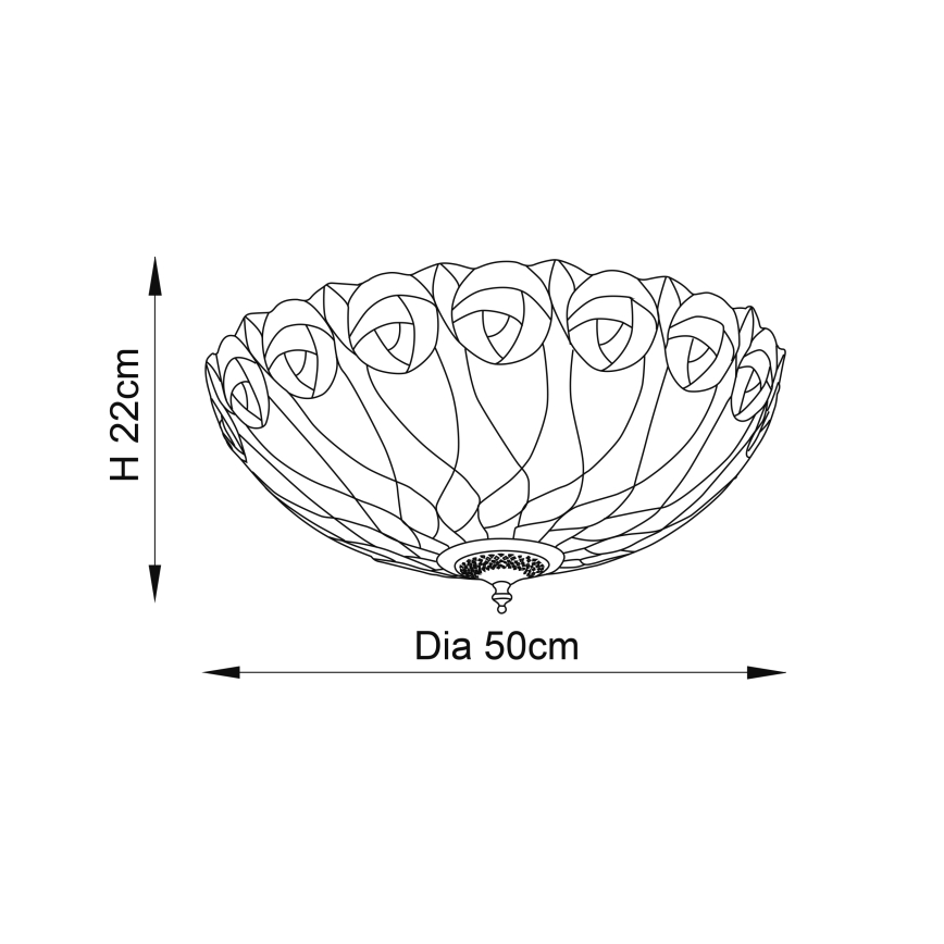 Endon 64173 - Stropna svjetiljka Tiffany HUTCHINSON 2xE27/60W/230V, promjer 50 cm