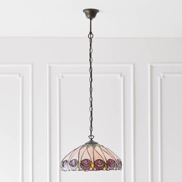 Endon 64176 - Luster na lancu Tiffany HUTCHINSON 1xE27/60W/230V promjer 40 cm