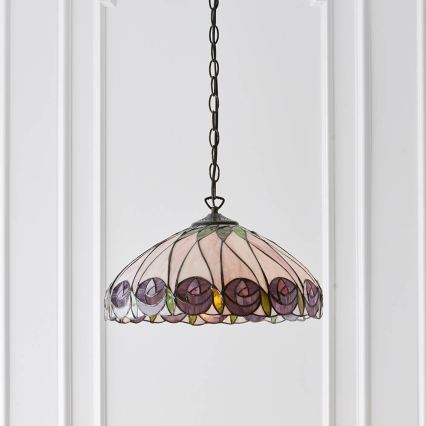 Endon 64176 - Luster na lancu Tiffany HUTCHINSON 1xE27/60W/230V promjer 40 cm
