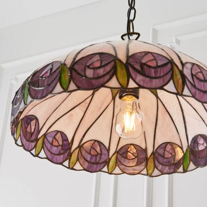 Endon 64176 - Luster na lancu Tiffany HUTCHINSON 1xE27/60W/230V promjer 40 cm