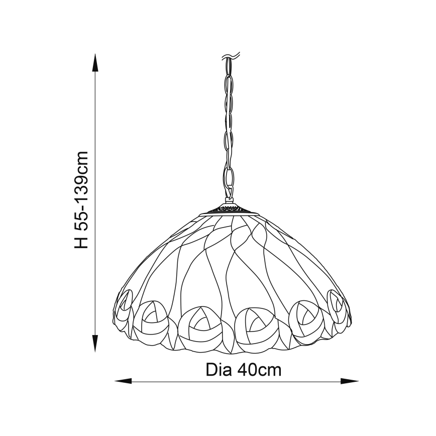 Endon 64176 - Luster na lancu Tiffany HUTCHINSON 1xE27/60W/230V promjer 40 cm
