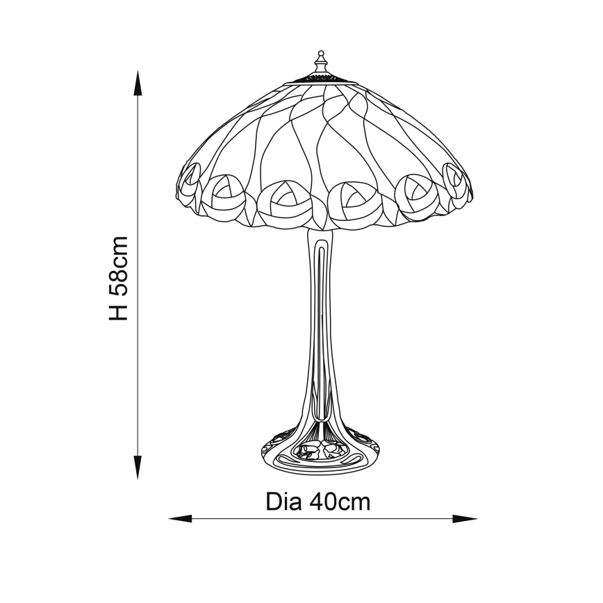 Endon 64177 - Tiffany stolna lampa HUTCHINSON, 1xE27/60W/230V, Ø 40 cm