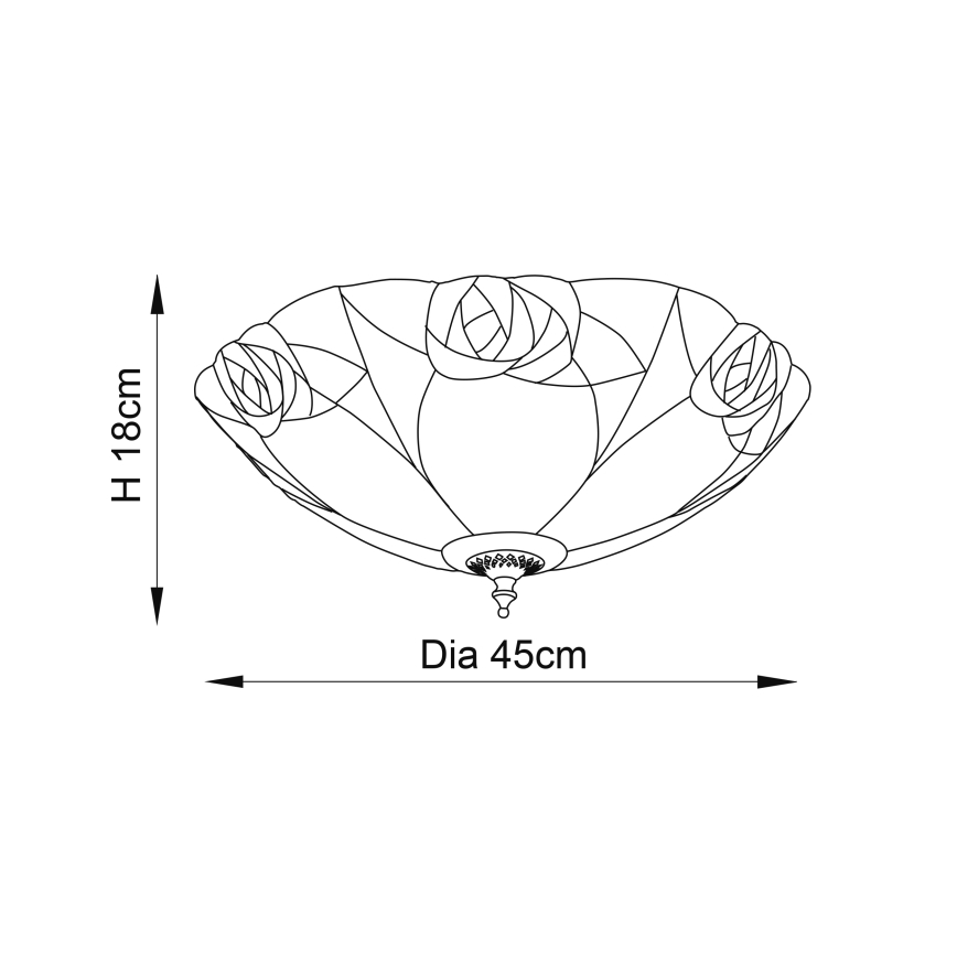 Endon 64182 - Stropna svjetiljka Tiffany INGRAM 2xE27/60W/230V promjer 45 cm