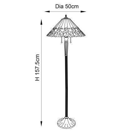 Endon 64192 - Podna svjetiljka Tiffany JAMELIA 2xE27/60W/230V, promjer 50 cm