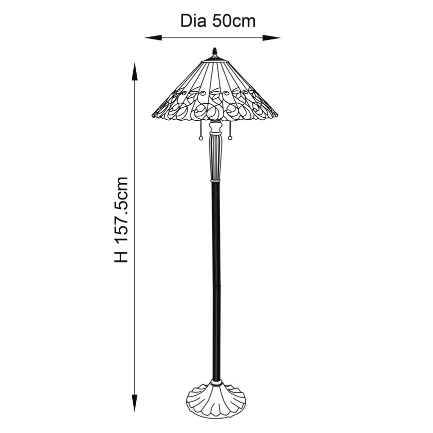 Endon 64192 - Podna svjetiljka Tiffany JAMELIA 2xE27/60W/230V, promjer 50 cm