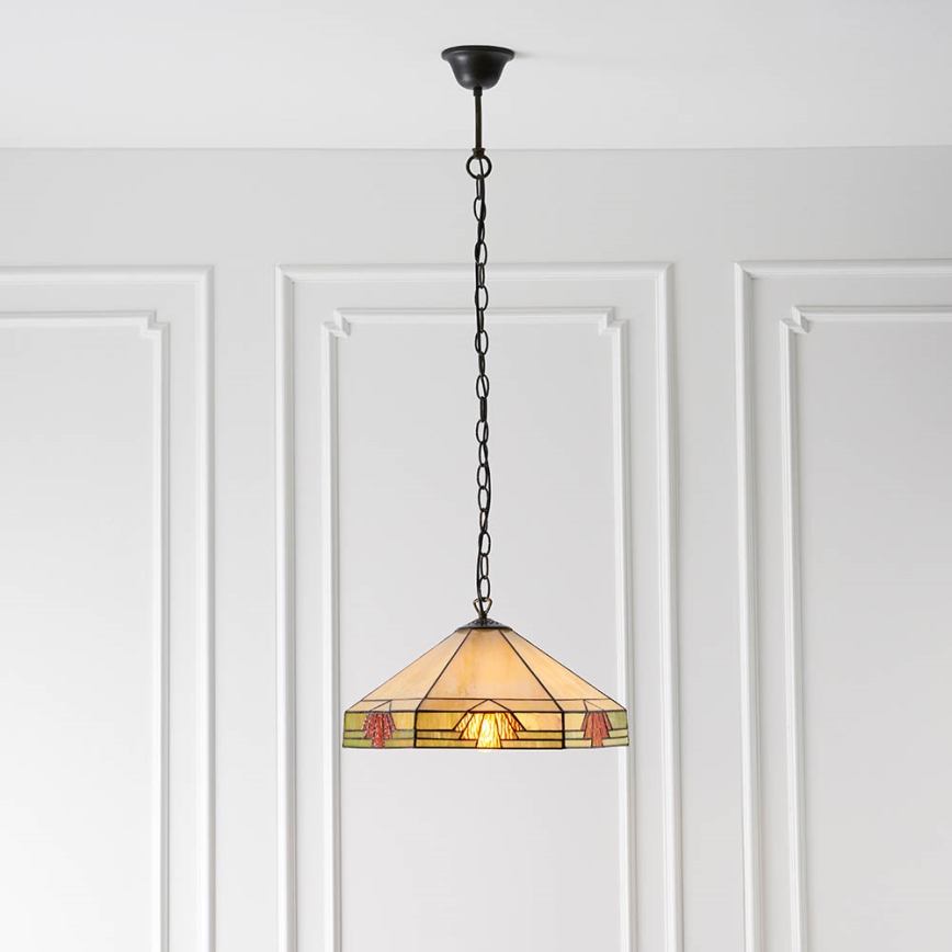 Endon 64285 - Luster na lancu Tiffany NEVADA 1xE27/60W/230V Ø 35 cm