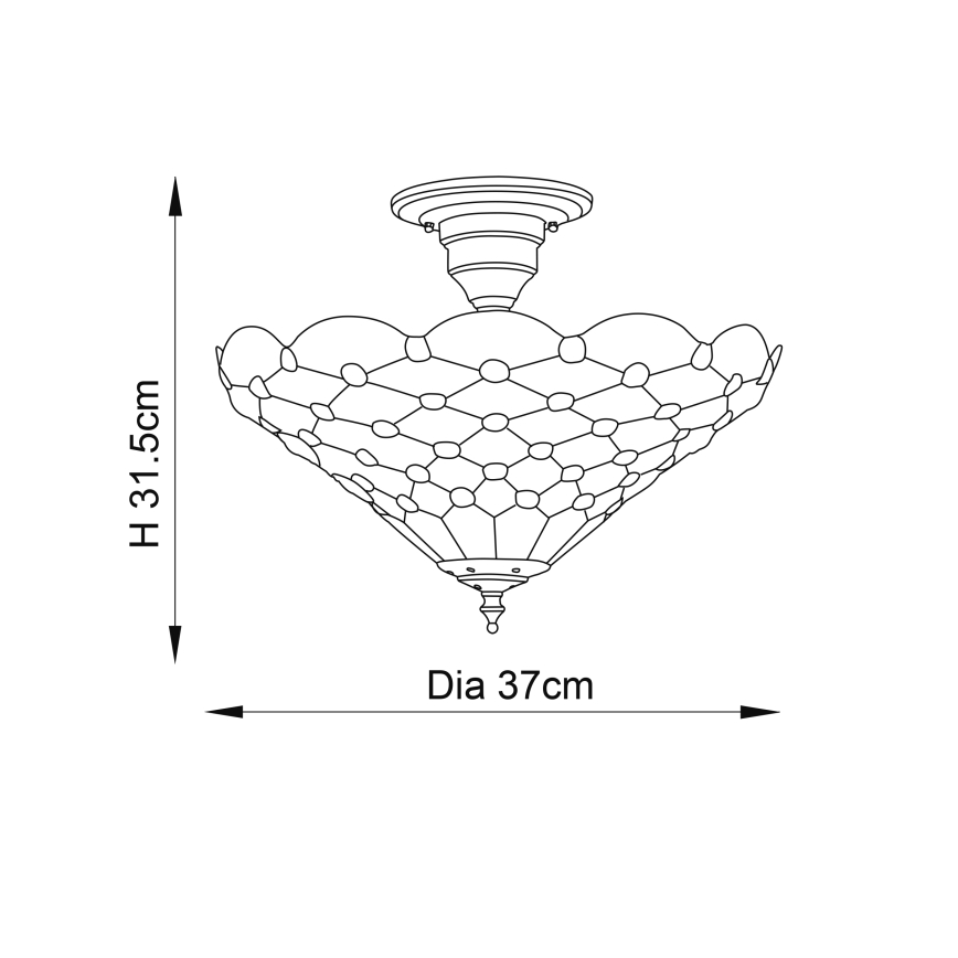 Endon 64300 - Plafonski luster Tiffany PEARL 3xE27/60W/230V Ø 37 cm