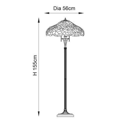 Endon 64323 - Podna svjetiljka SULLIVAN 2xE27/60W/230V Ø 56 cm