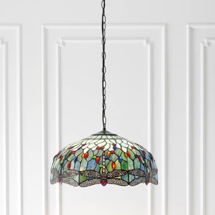 Endon 66148 - Luster na lancu Tiffany DRAGONFLY 3xE27/60W/230V, promjer 50 cm