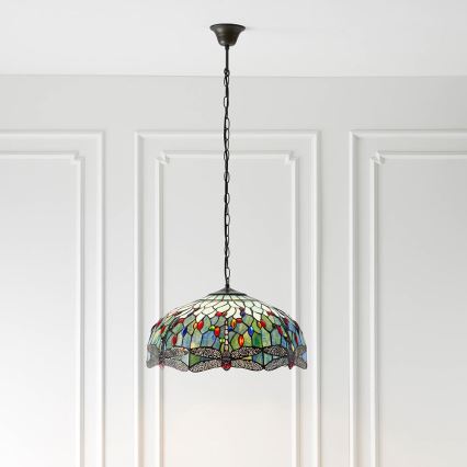 Endon 66148 - Luster na lancu Tiffany DRAGONFLY 3xE27/60W/230V, promjer 50 cm