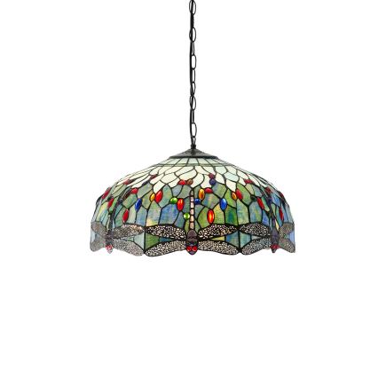 Endon 66148 - Luster na lancu Tiffany DRAGONFLY 3xE27/60W/230V, promjer 50 cm