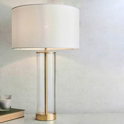 Endon 68802 - Stolna lampa LESSINA s dodirnim prigušivačem 1xE27/10W/230V zlatna/bijela