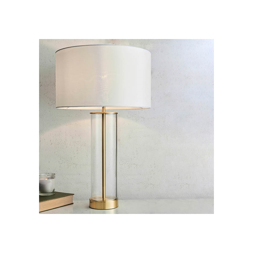 Endon 68802 - Stolna lampa LESSINA s dodirnim prigušivačem 1xE27/10W/230V zlatna/bijela