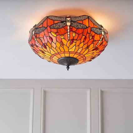 Endon 70721 - Stropna svjetiljka Tiffany DRAGONFLY 2xE27/60W/230V Ø 41 cm