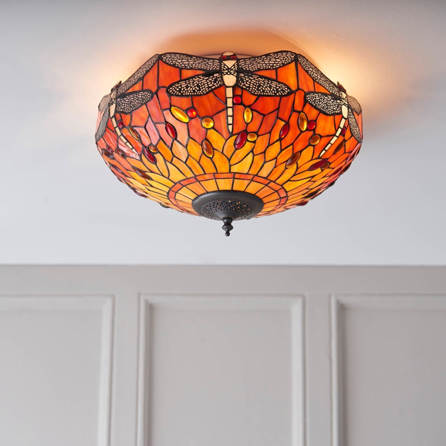 Endon 70721 - Stropna svjetiljka Tiffany DRAGONFLY 2xE27/60W/230V Ø 41 cm