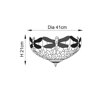 Endon 70722 - Stropna svjetiljka Tiffany DRAGONFLY 2xE27/60W/230V Ø 41 cm