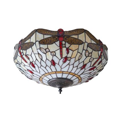Endon 70723 - Stropna svjetiljka Tiffany DRAGONFLY 2xE27/60W/230V, Ø 41 cm