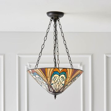 Endon 70750 - Luster na lancu Tiffany HECTOR, 3xE27/60W/230V, promjer 40 cm