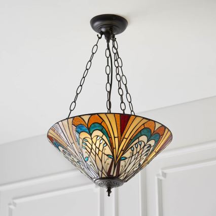 Endon 70750 - Luster na lancu Tiffany HECTOR, 3xE27/60W/230V, promjer 40 cm