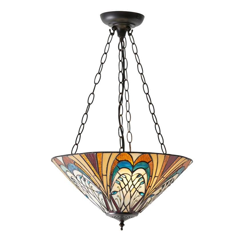 Endon 70750 - Luster na lancu Tiffany HECTOR, 3xE27/60W/230V, promjer 40 cm